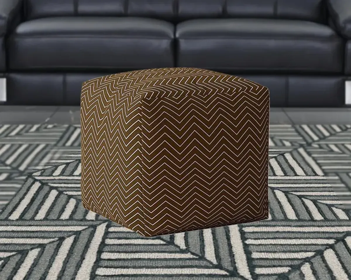 Hivvago 17" Brown Cotton Chevron Pouf Ottoman