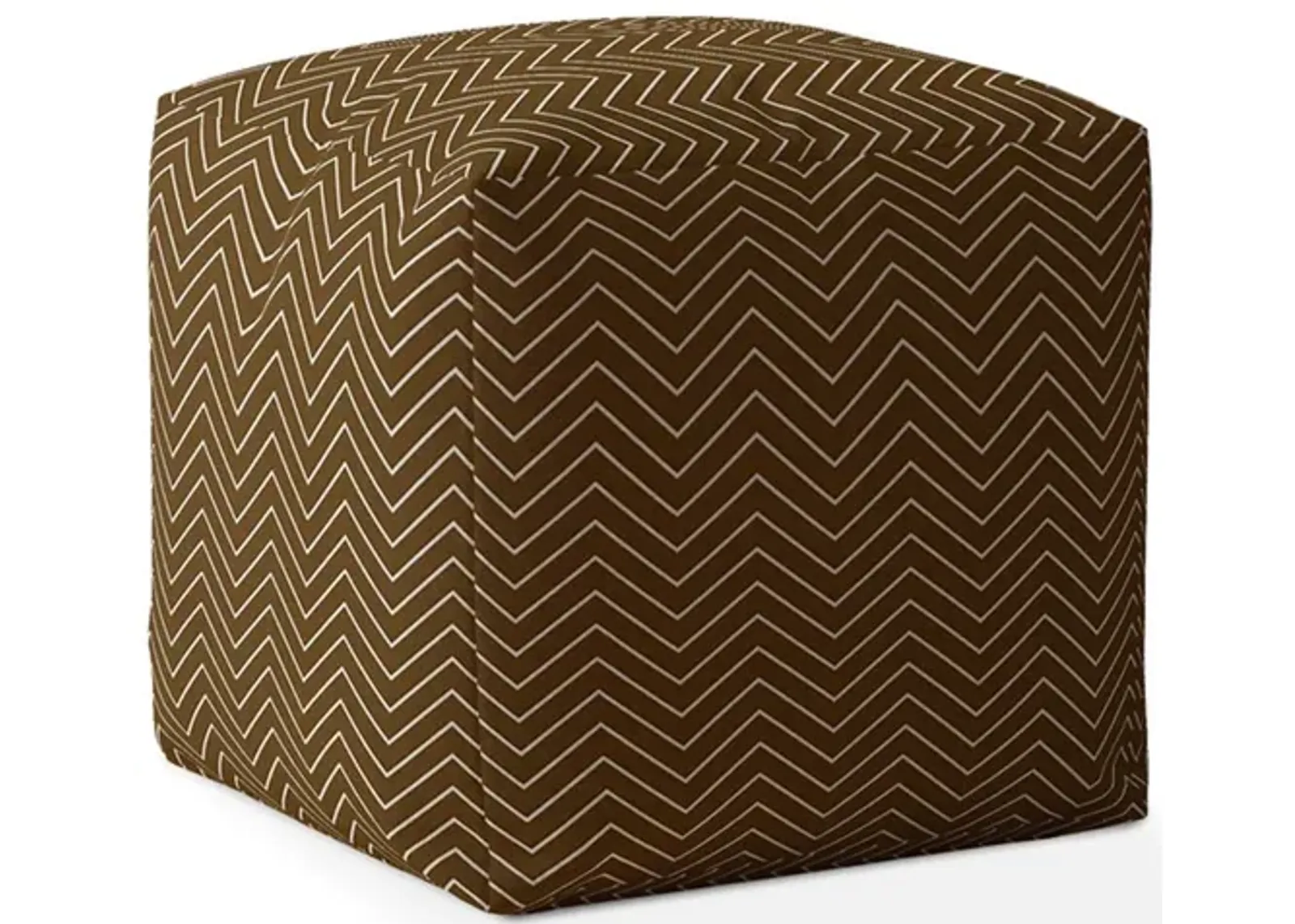 Homezia 17" Brown Cotton Chevron Pouf Ottoman