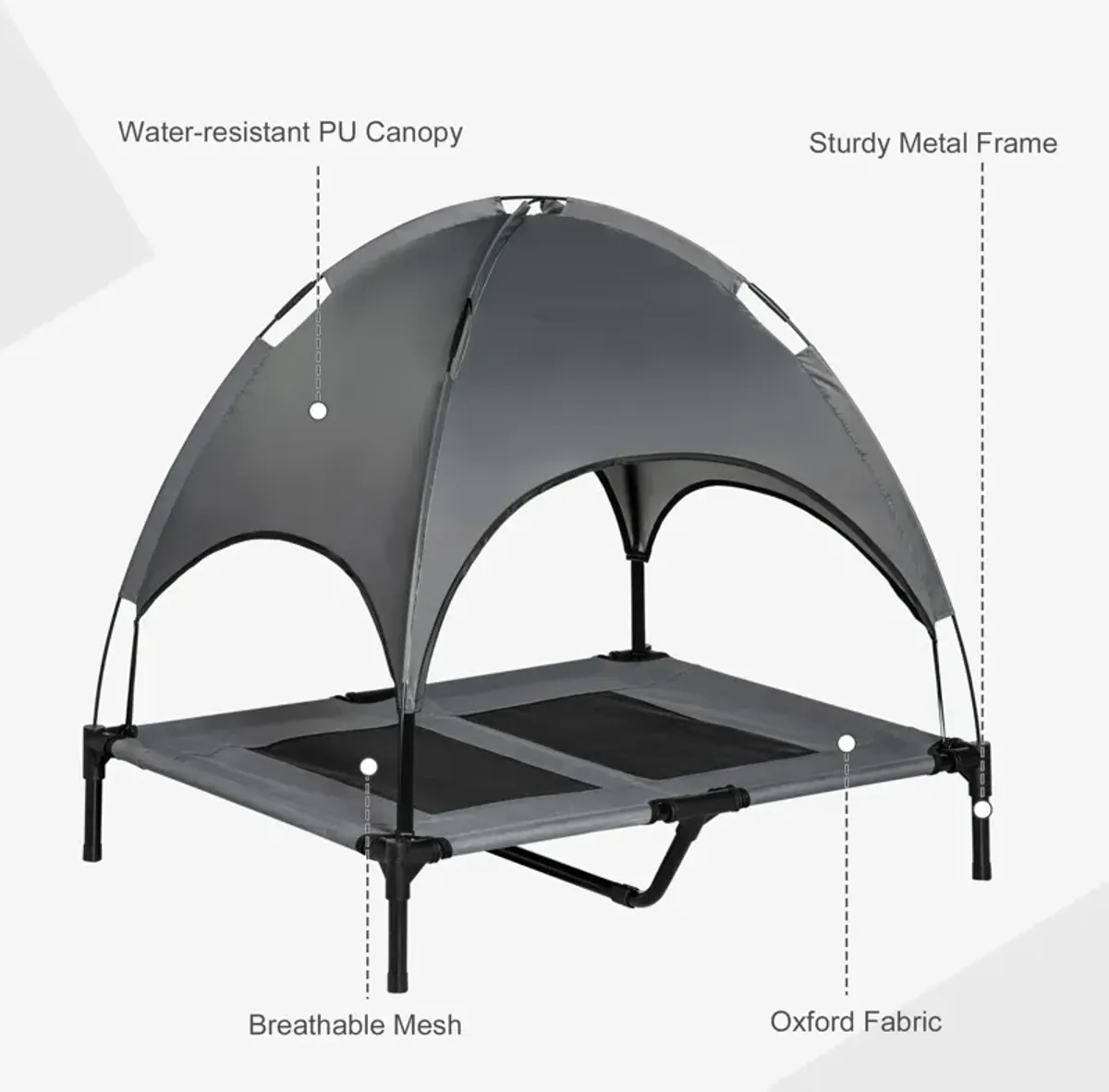 Portable Pup Oasis: 36" Elevated Dog Cot with Cooling Canopy