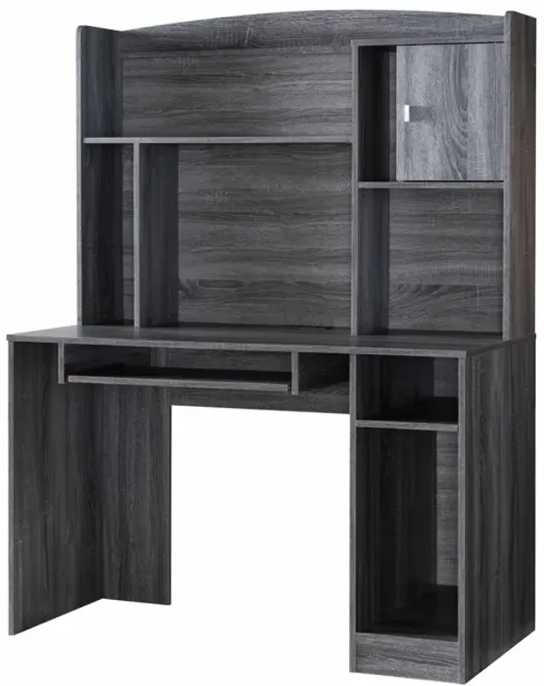 Distressed Grey Home Office Computer Desk with 5 Display Compartments