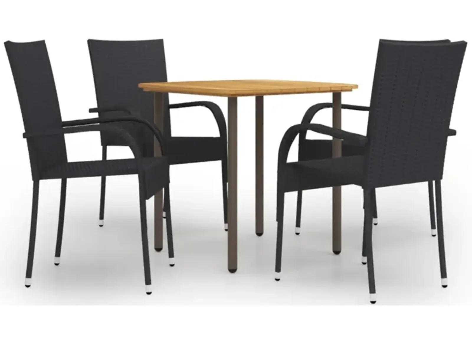 vidaXL 5 Piece Garden Dining Set Poly Rattan Black