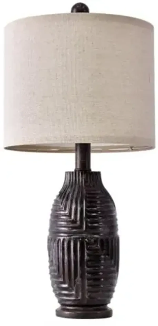 Farmhouse Resin Table Lamp – 20.25" Tall, Black Finish, Vintage Rustic Accent