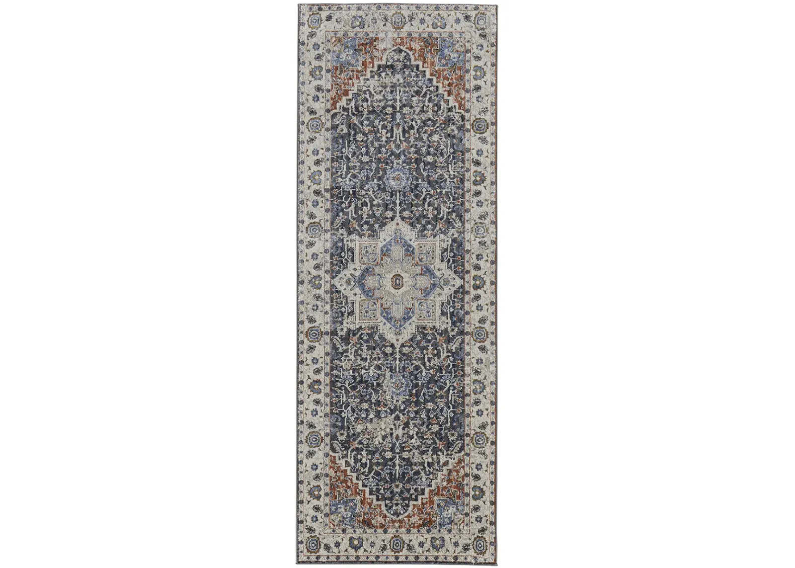 Kaia 39HTF Ivory/Blue/Red 3' x 8' Rug