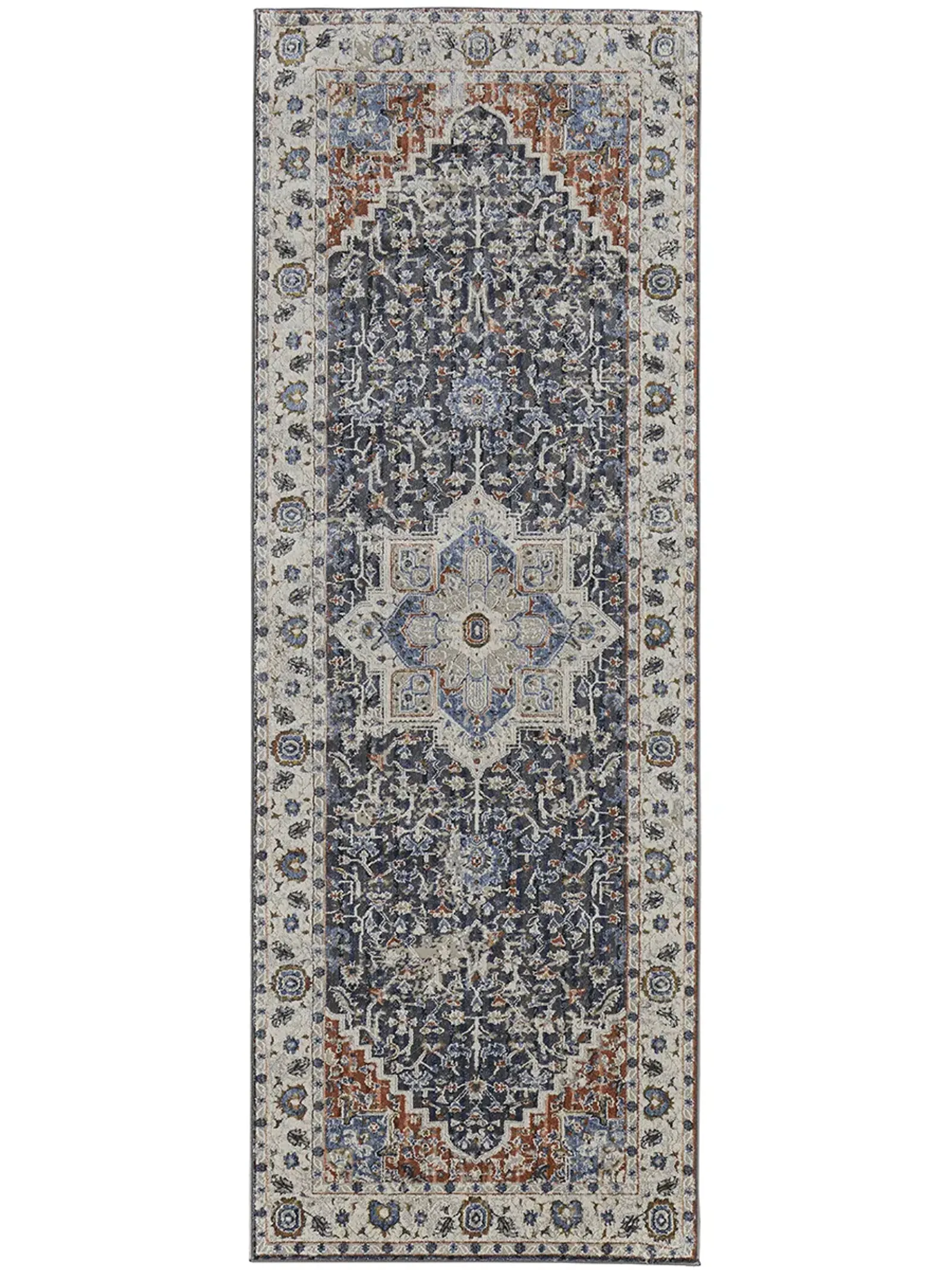 Kaia 39HTF Ivory/Blue/Red 3' x 8' Rug