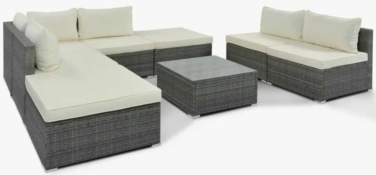 Whisen 8-Pieces Outdoor Patio Furniture Sets, Garden Conversation Wicker Sofa Set