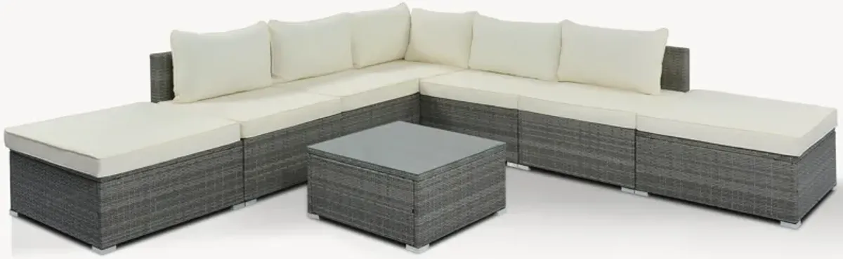Whisen 8-Pieces Outdoor Patio Furniture Sets, Garden Conversation Wicker Sofa Set