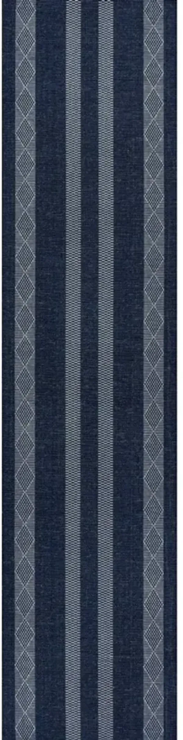 Nautisk Trellis Stripe Machine Washable Area Rug
