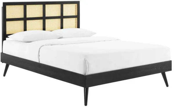 Modway - Sidney Cane and Wood King Platform Bed with Splayed Legs