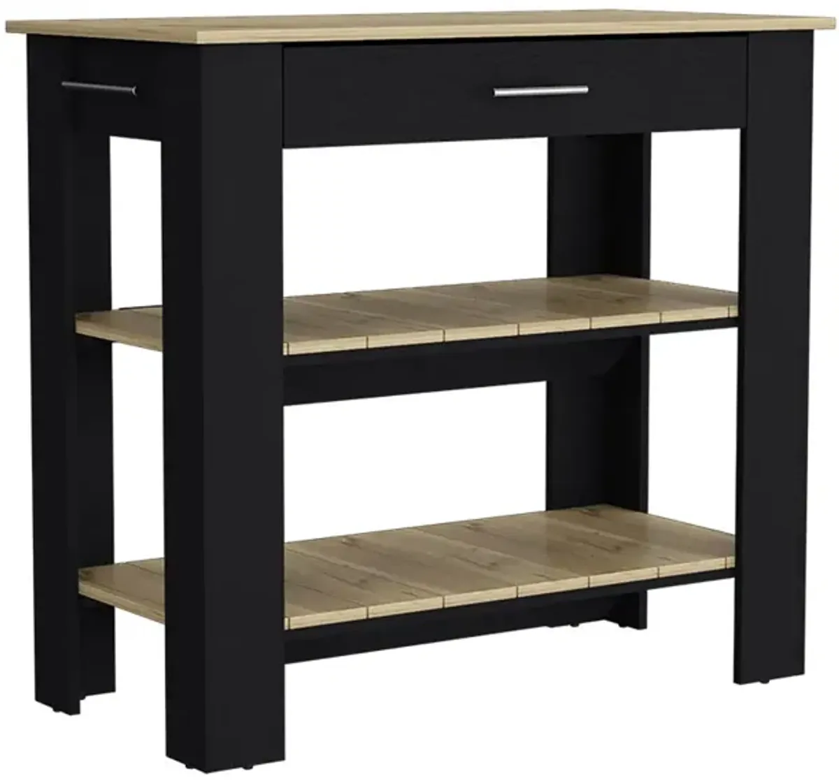 Kitchen Island 40 Inches Dozza, Kitchen, Black / Light Oak