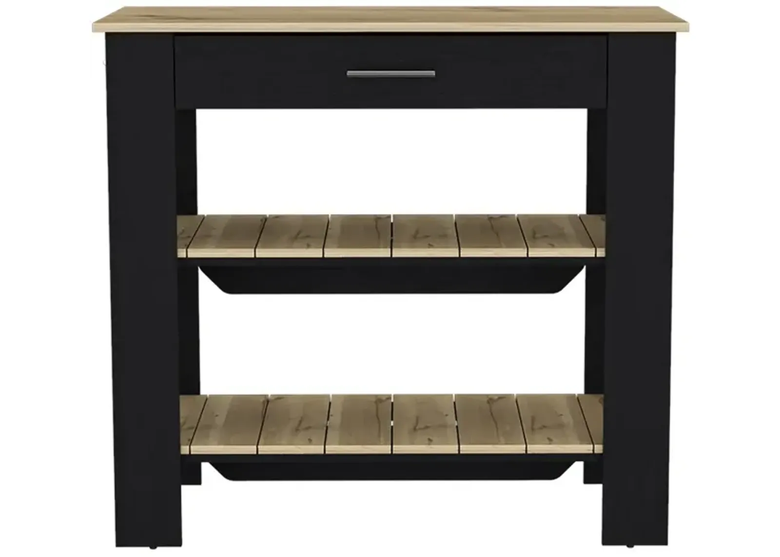 Kitchen Island 40 Inches Dozza, Kitchen, Black / Light Oak