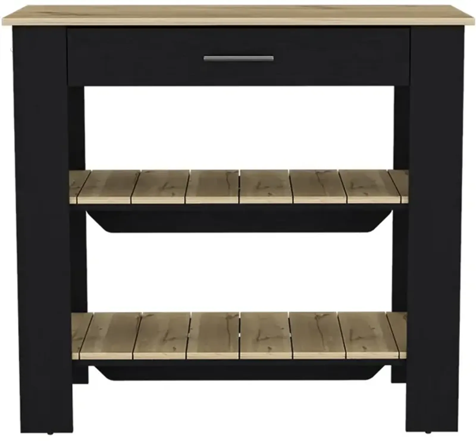 Kitchen Island 40 Inches Dozza, Kitchen, Black / Light Oak