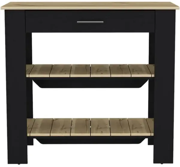Kitchen Island 40 Inches Dozza, Kitchen, Black / Light Oak