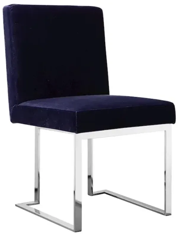 Pangea Home Dexter Side Chair Velvet Navy (Set Of 2)