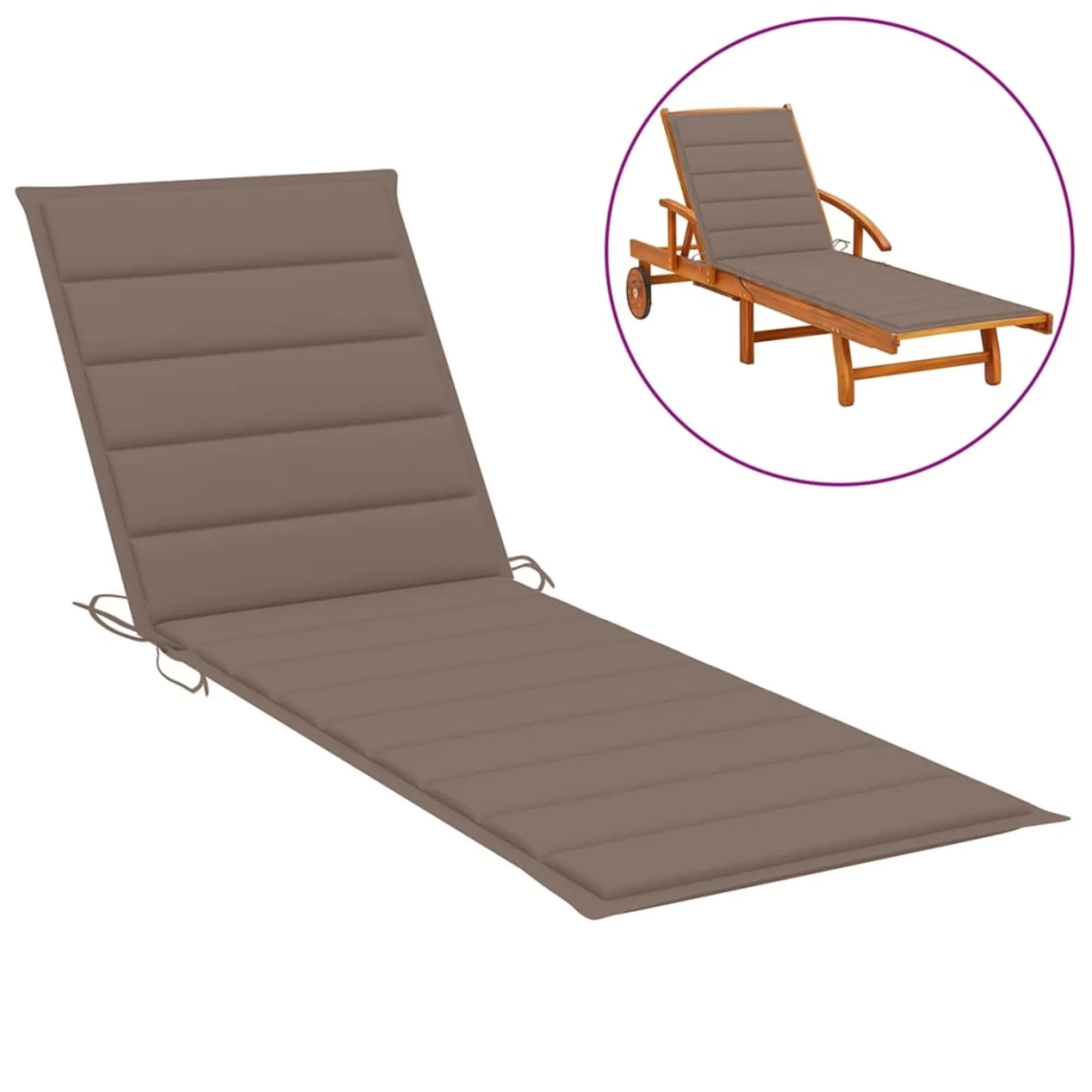 vidaXL Sun Lounger Cushion Taupe 78.7"x27.6"x1.6" Fabric