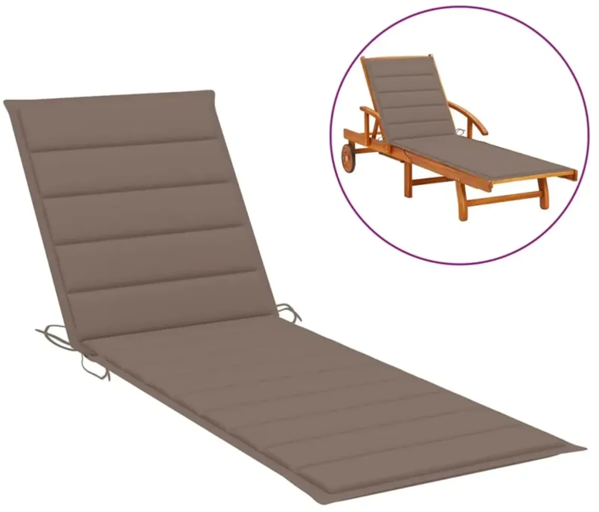 vidaXL Sun Lounger Cushion Taupe 78.7"x27.6"x1.6" Fabric