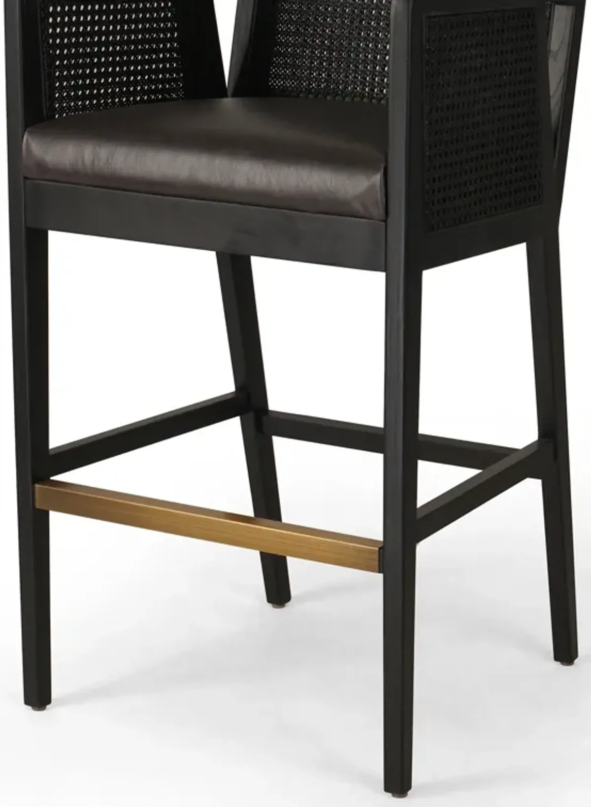 Antonia Leather Cane Arm Bar Stool