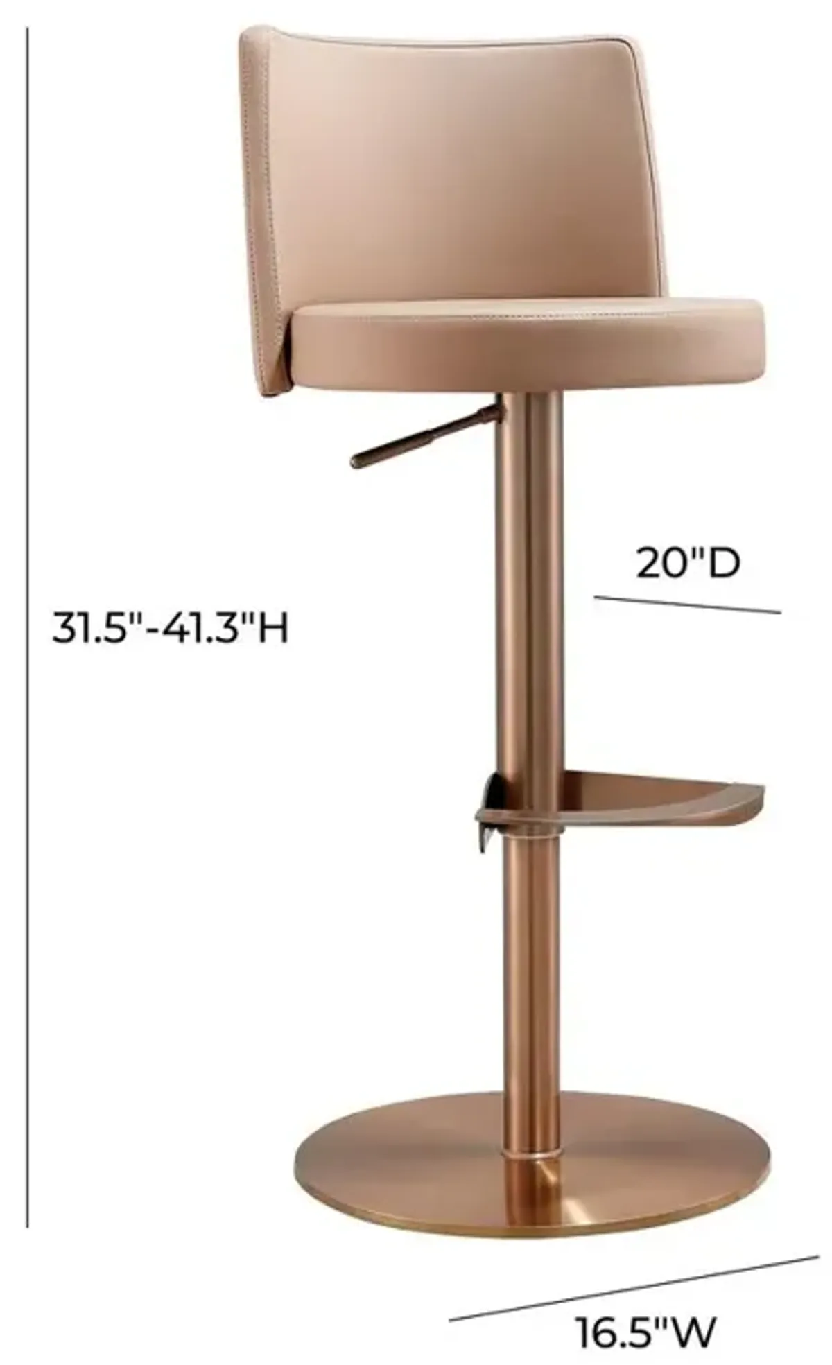 Belen Kox Cafe Au Lait and Rose Gold Adjustable Stool, Belen Kox