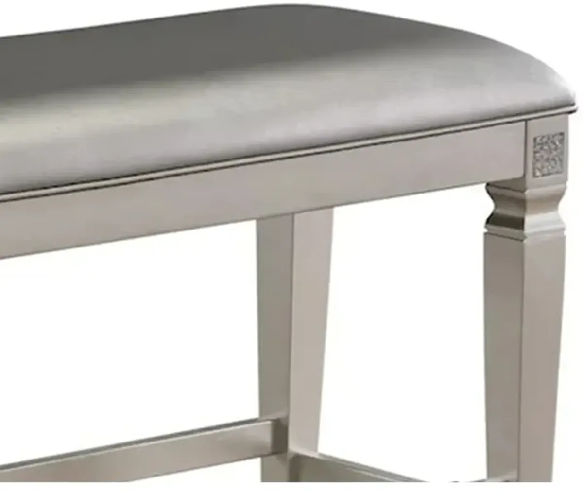 Scott 48 Inch Counter Height Bench, Wood Frame, Fabric Upholstery, Gray - Benzara