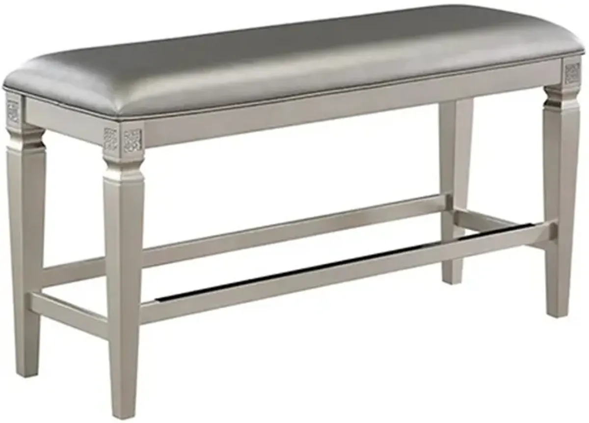 Scott 48 Inch Counter Height Bench, Wood Frame, Fabric Upholstery, Gray - Benzara