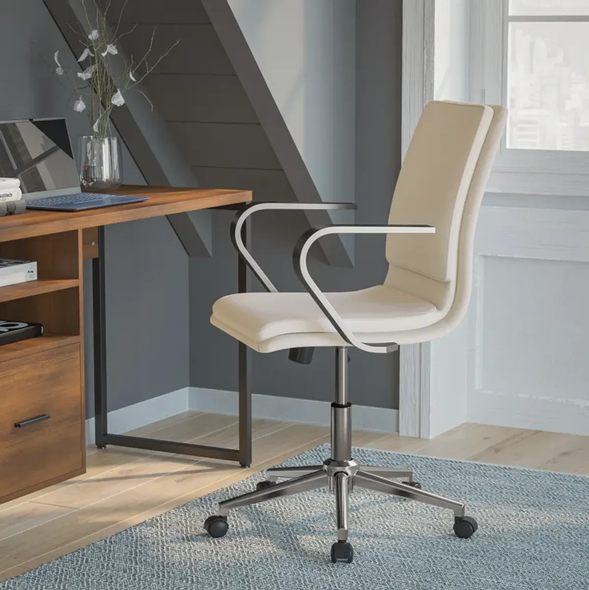 James Mid-Back Designer Executive Office Chair with Base and Arms