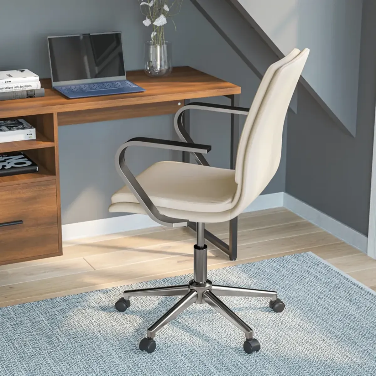 James Mid-Back Designer Executive Office Chair with Base and Arms