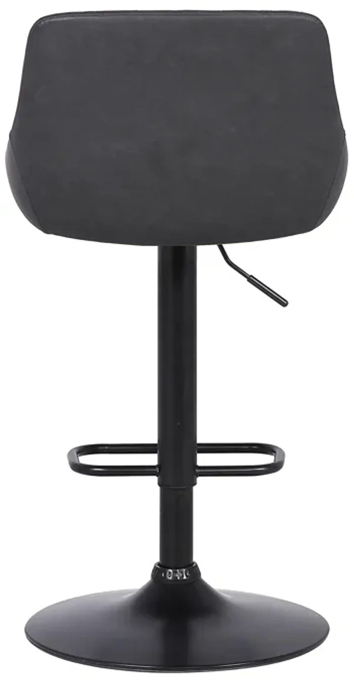 Anibal Adjustable Height Swivel Grey Faux Leather and Black Metal Bar Stool