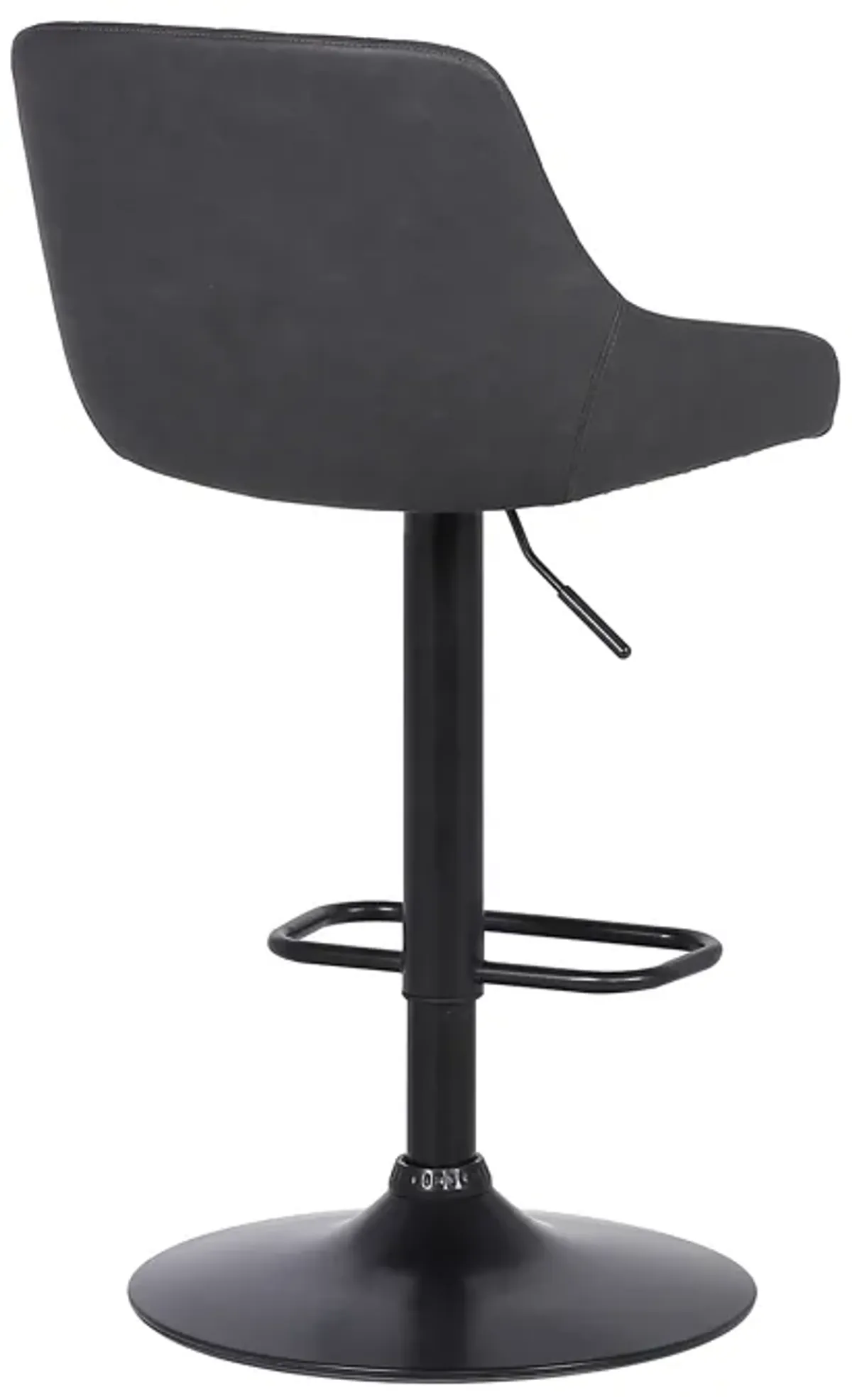 Anibal Adjustable Height Swivel Grey Faux Leather and Black Metal Bar Stool