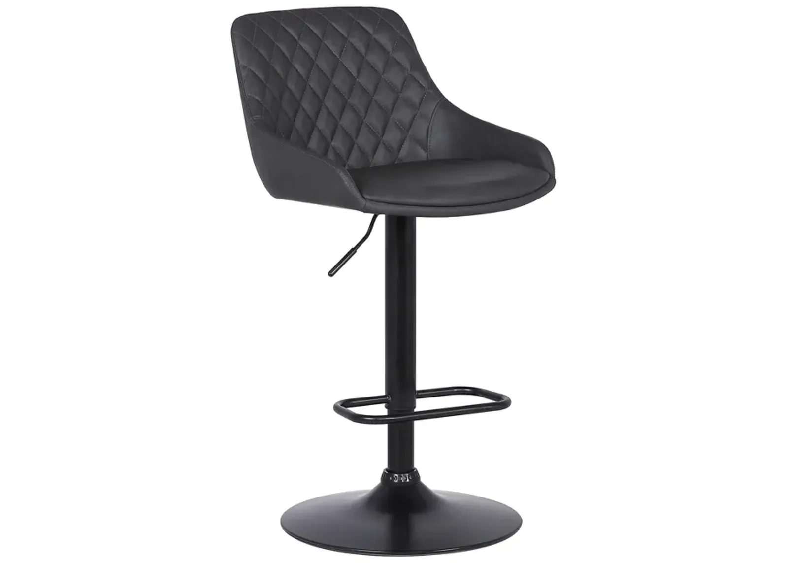 Anibal Adjustable Height Swivel Grey Faux Leather and Black Metal Bar Stool