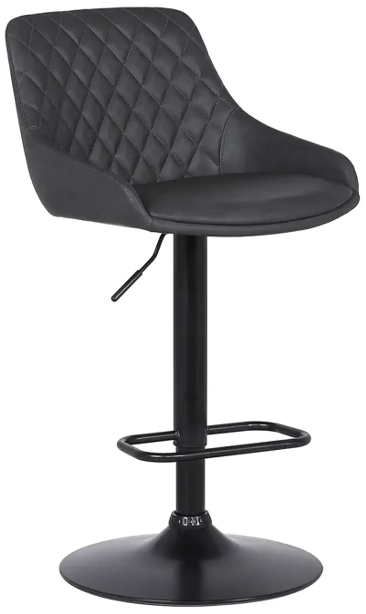 Anibal Adjustable Height Swivel Grey Faux Leather and Black Metal Bar Stool