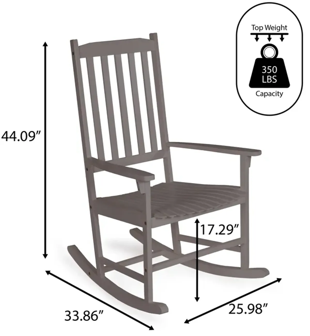 Seagrove Farmhouse Classic Slat-Back Acacia Wood Outdoor Rocking Chair