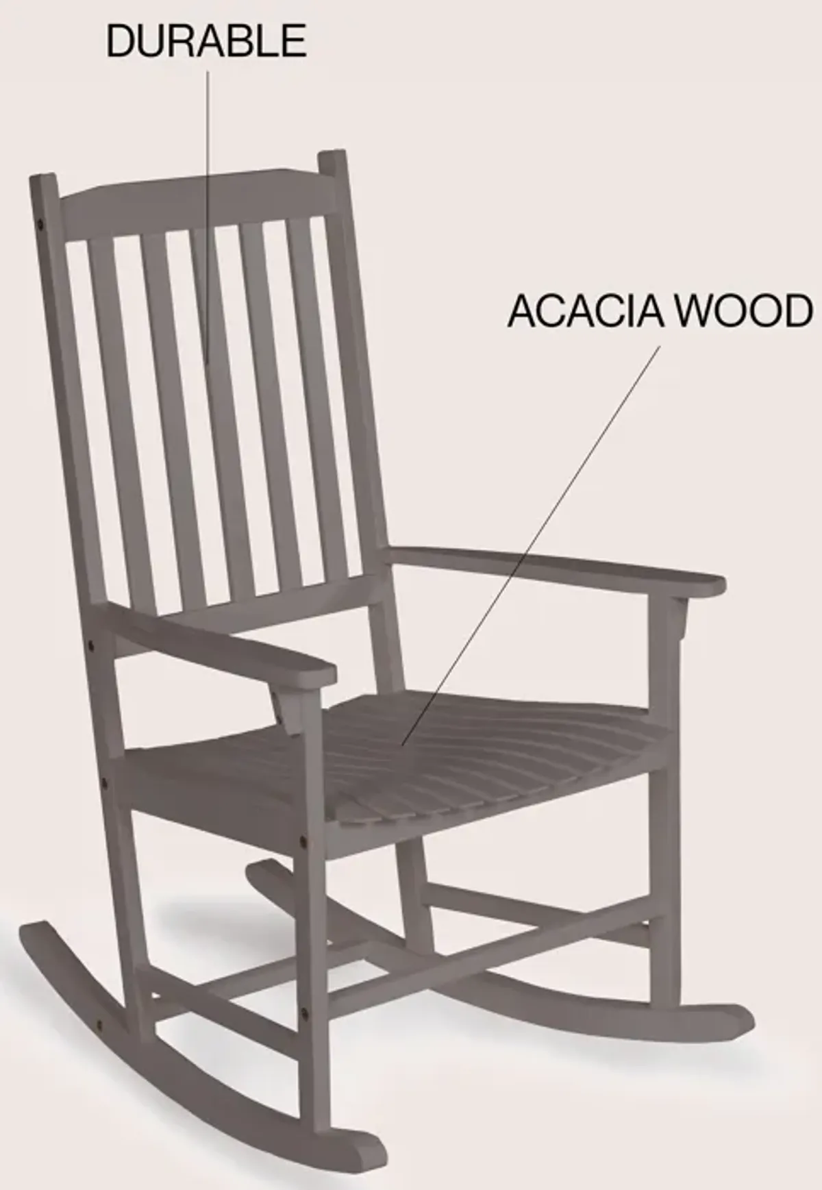 Seagrove Farmhouse Classic Slat-Back Acacia Wood Outdoor Rocking Chair