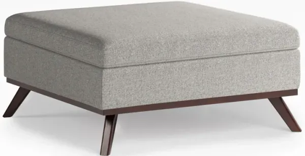 Owen Square Coffee Table Storage Ottoman in Cloud Grey Polyester Fabric