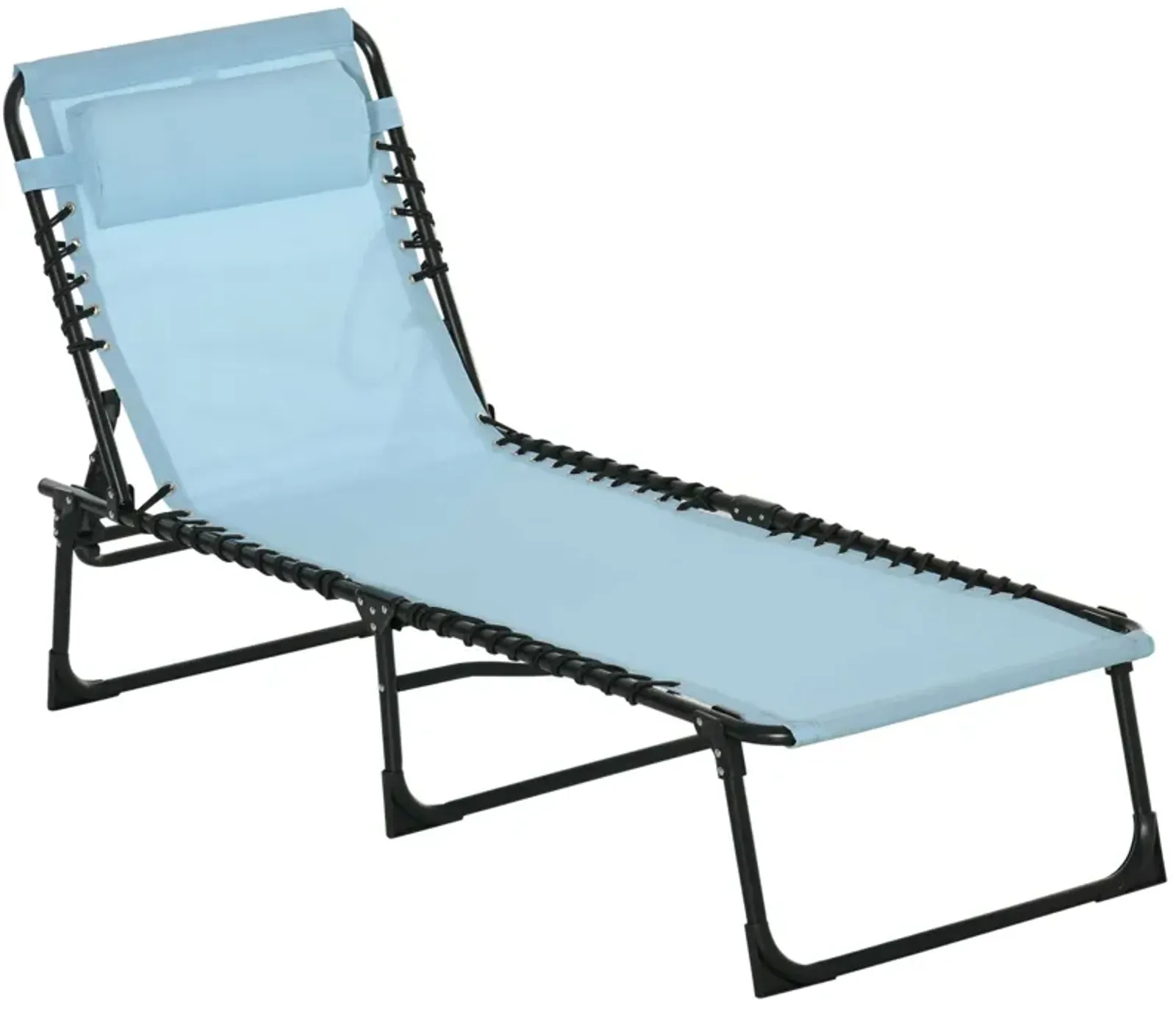 Baby Blue Patio Recliner: 4-Position Folding Chaise Lounge Chair