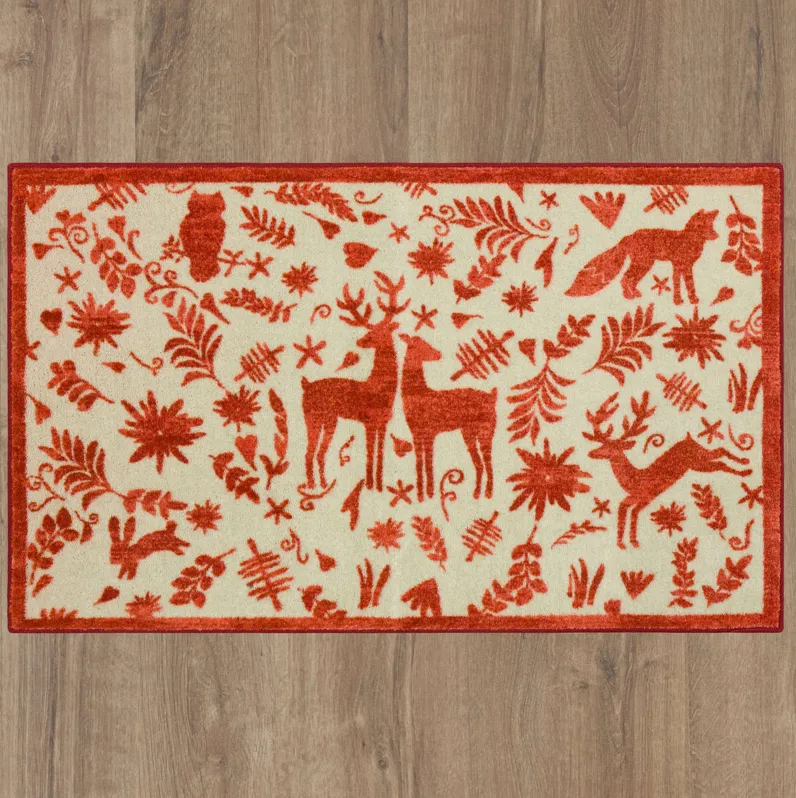 Holiday Forest Blue 2' 6" x 4' 2" Kitchen Mat