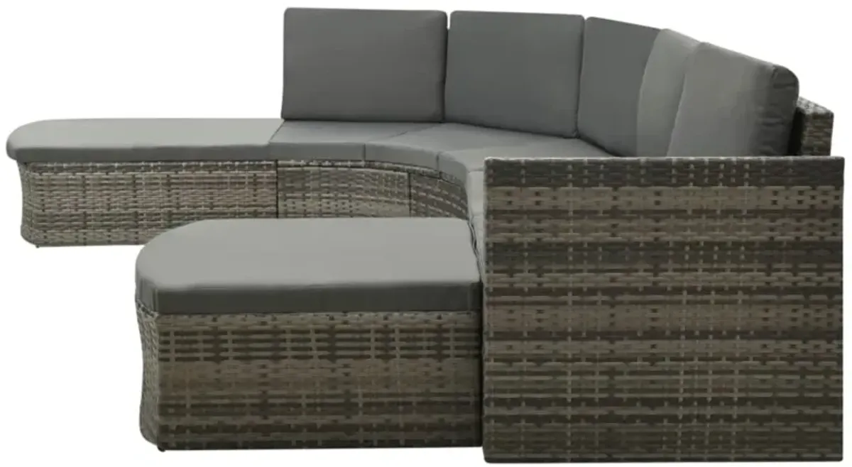 vidaXL 4 Piece Garden Lounge Set with Cushions Poly Rattan Gray