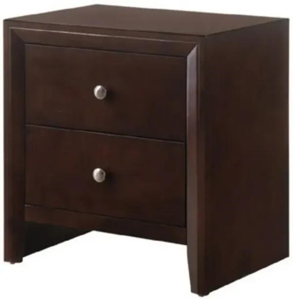 Grained Wooden Nightstand with 2 Drawers and Sled Base, Cherry Brown - Benzara