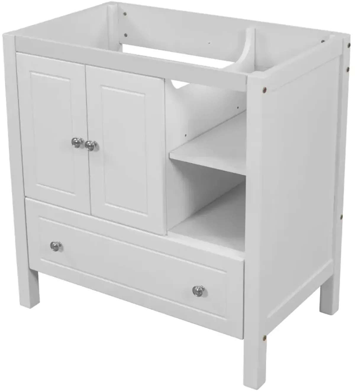 30" Bathroom Vanity Base Only, Solid Wood Frame, Bathroom Storage Cabinet With Doors And Drawers