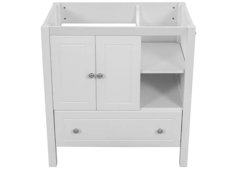 30" Bathroom Vanity Base Only, Solid Wood Frame, Bathroom Storage Cabinet With Doors And Drawers