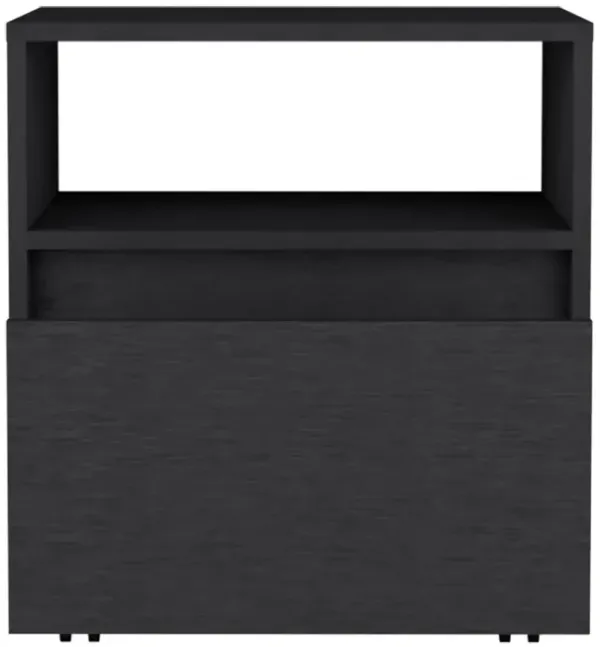 One Drawer Faux Wood Nightstand – Bedside Table for Bedroom Storage