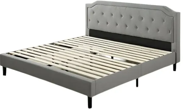 Upholstered Platform Bed with Classic Button Tufted Headboard