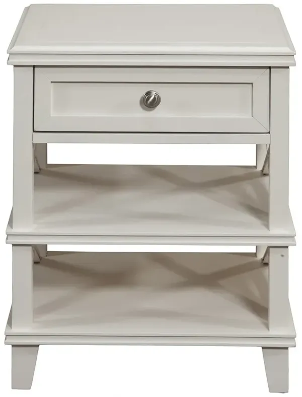 Hivvago White 1 Drawer with Shelves Nightstand