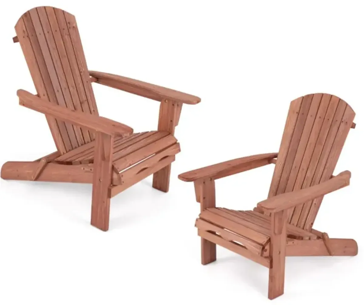 Hivvago Folding Adirondack Chair Set of 2 with High Backrest and Wide Armrests