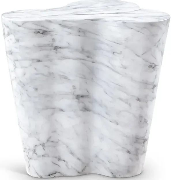 Meridian Furniture Monza White Marble Finish Concrete End Table