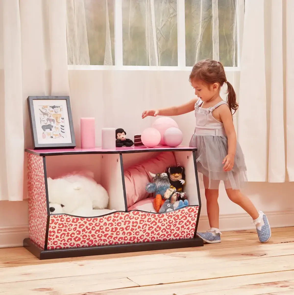 Fantasy Fields - Fashion Leopard Prints Miranda Toy Cubby Storage - Pink / Black