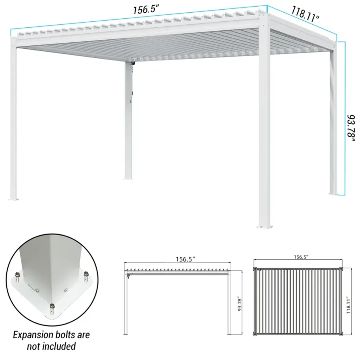 MONDAWE 10X13FT Outdoor Louvered Aluminum Pergola with Adjustable Roof and Efficient Drainage System for Patio, Deck, Garden