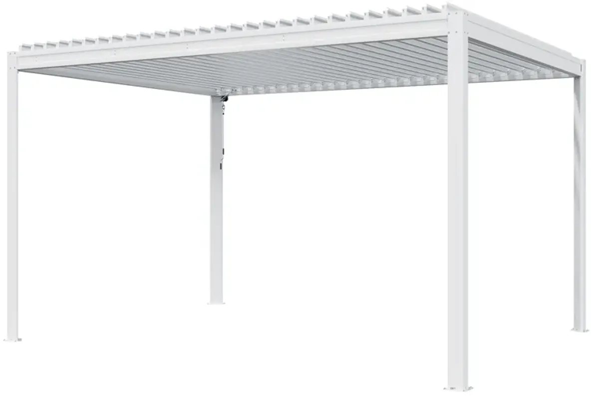 MONDAWE 10X13FT Outdoor Louvered Aluminum Pergola with Adjustable Roof and Efficient Drainage System for Patio, Deck, Garden