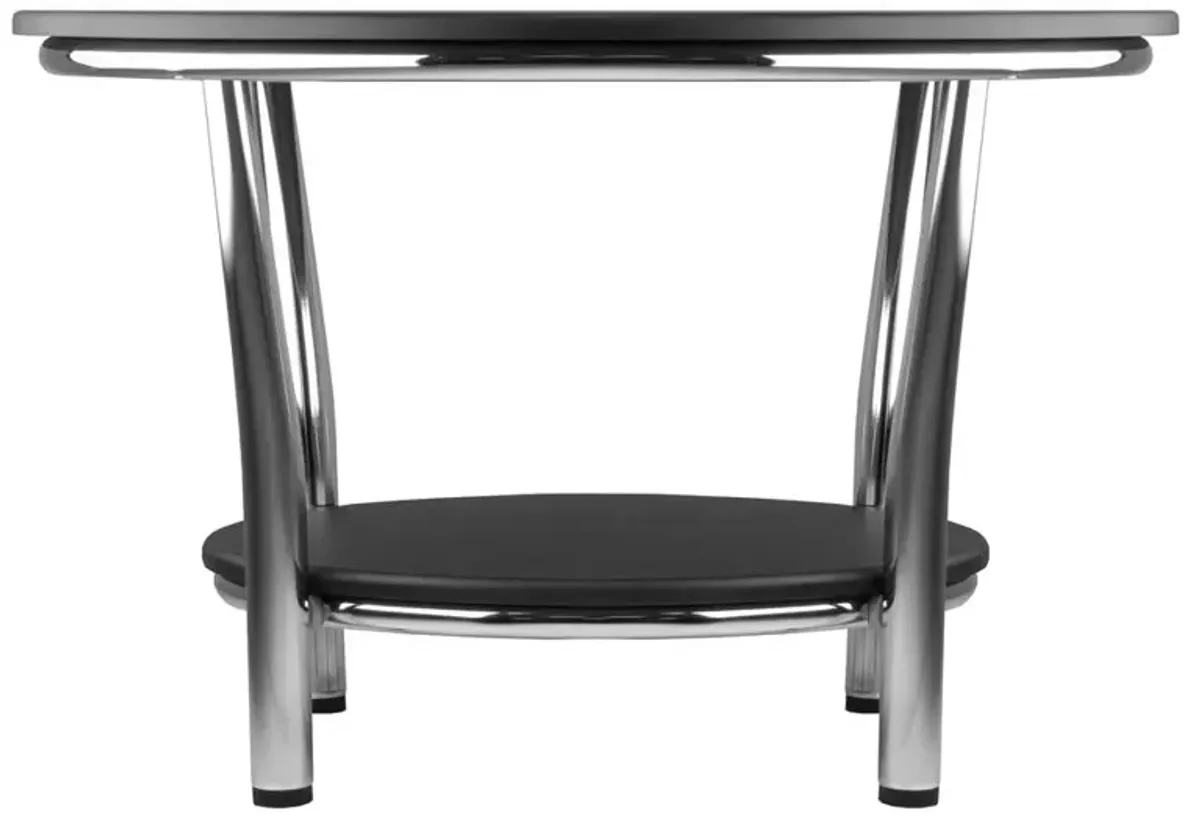 Maya Round Coffee Table, Black Top, Metal Legs