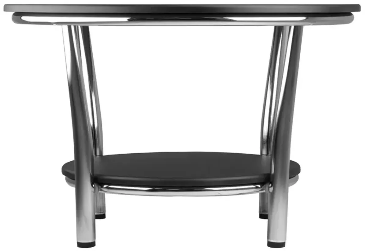 Maya Round Coffee Table, Black Top, Metal Legs