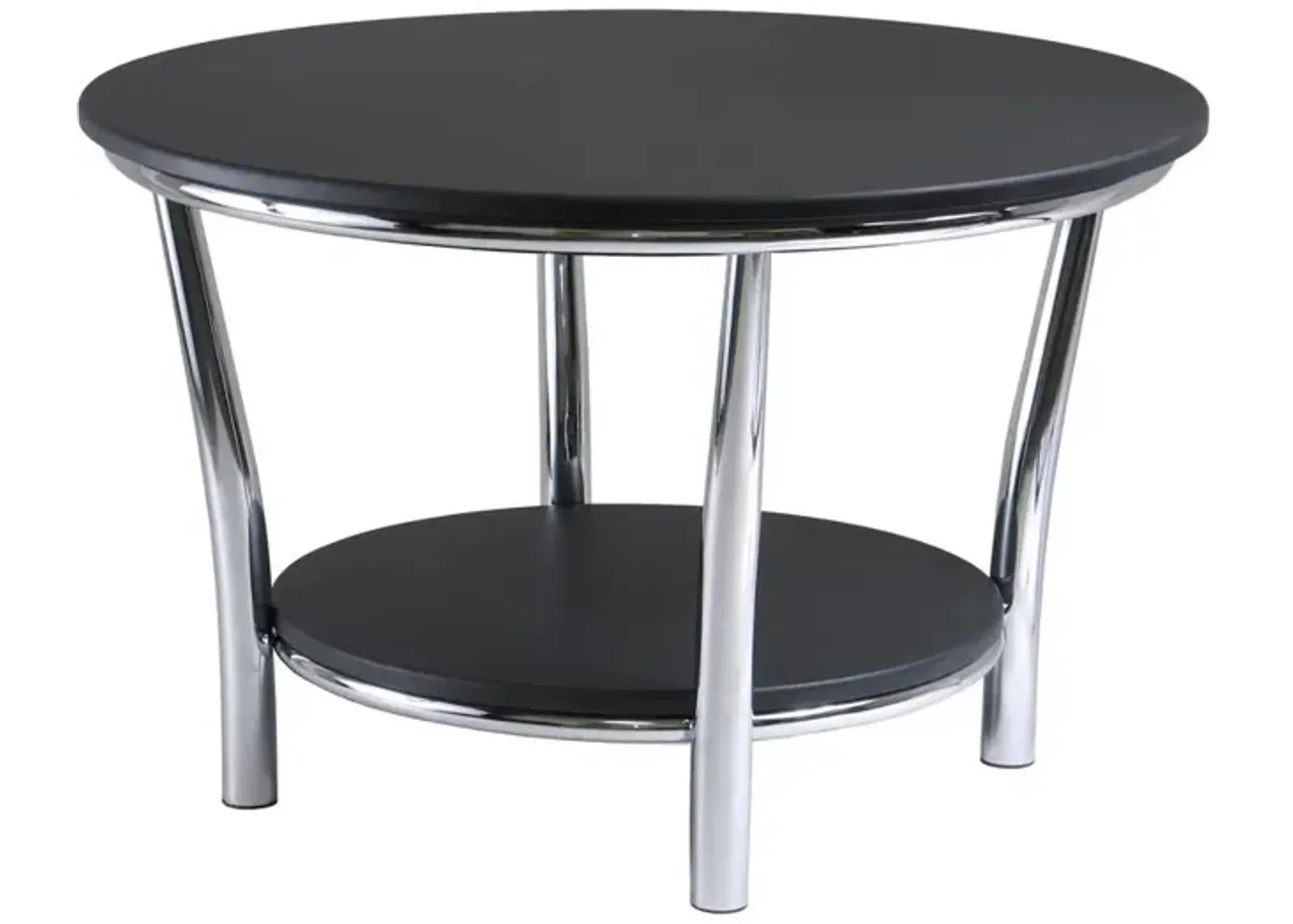 Maya Round Coffee Table, Black Top, Metal Legs