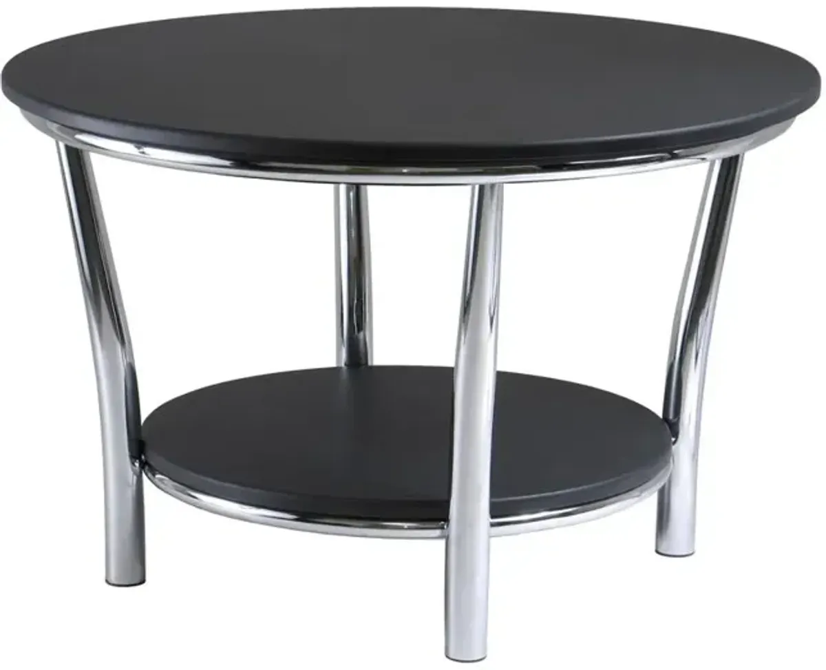 Maya Round Coffee Table, Black Top, Metal Legs